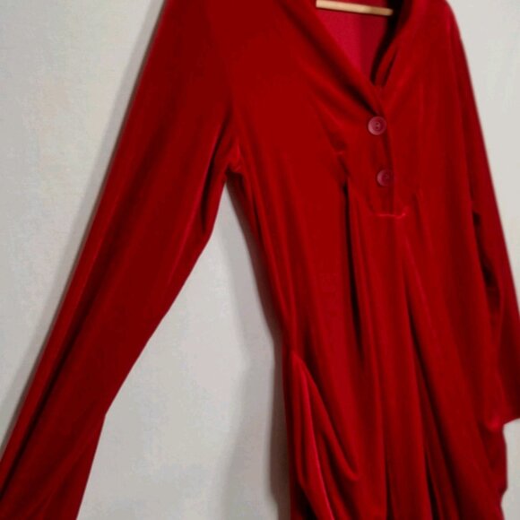 Vintage Y2K Magdalena Velour Duster Shirt S Red Whimsigoth Renaissance Vampire - Picture 8 of 16